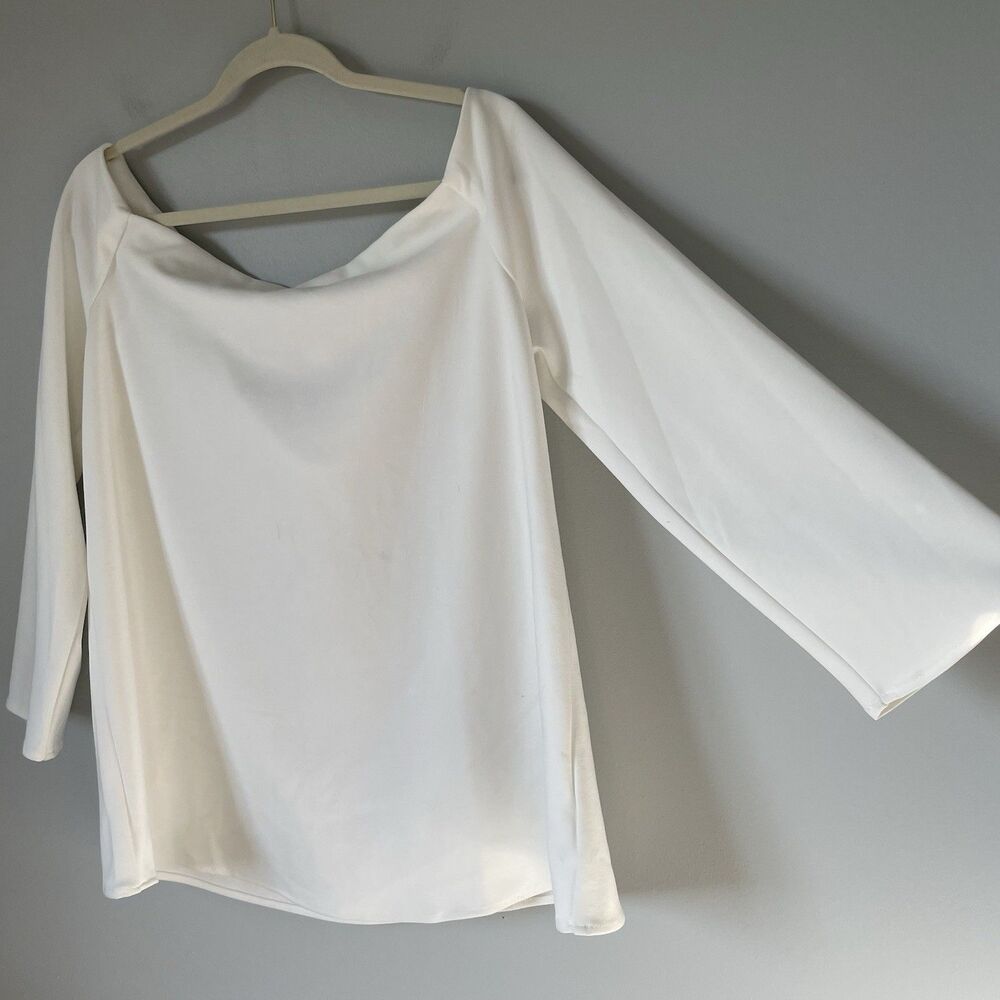Tuckernuck White Miranda Off The Shoulder Blouse Top 3/4 Sleeve Women's Size XL - Picture 5 of 12